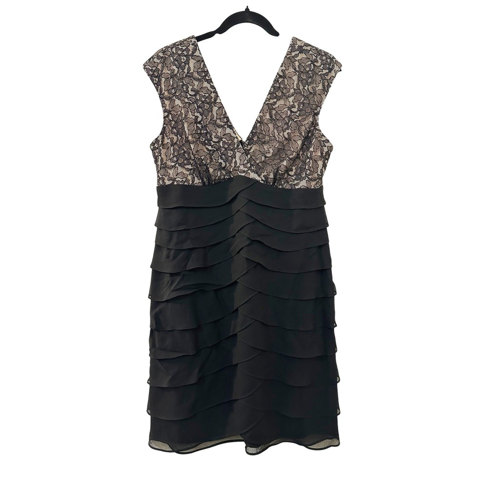 Scarlett Nite Womens Black Lace Tiered Ruffle Cocktail Dress Size 14 Evening